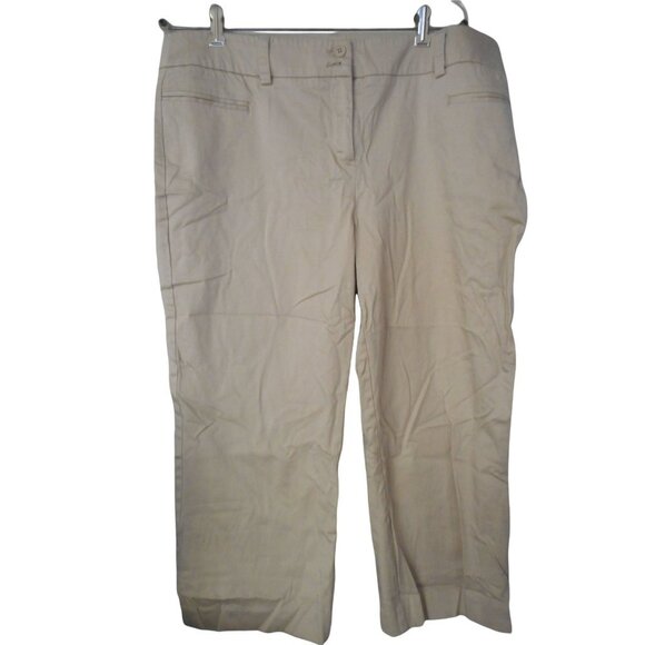 New York and Company Sz 18 cotton blend beige Capri Pants - Picture 1 of 6